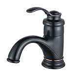 BOAOTX Wasserhahn Bad Schwarz Retro, Waschtischarmatur Antik, Armatur Waschbecken Nostalgie, Badarmatur Mischbatterie Einhebel aus Messing für Badezimmer Bronze Gebürsteter