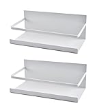 Luchs – 2er Set Magnetisches Regal für Kühlschrank aus Edelstahl, Hängeregal, Küchenregal, Gewürzregal, Kühlschrank Regal, Organizer mit Haken (Weiss)