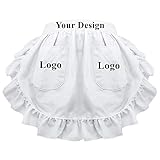 TopTie Individuelle Schürze mit bestickter Taille und Rüschen für Kinder, Baumwolle, kurze Schürzen mit zwei Taschen, Gastgeschenken