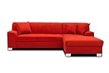 DOMO Collection Capri Ecksofa | Eckcouch in L-Form mit Schlaffunktion, Polsterecke Schlafsofa, rot, 239x152x75 cm