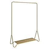 Tragbarer Kleiderständer mit Einer Stange zum Aufhängen von Kleidung,Platzsparender Kleiderstange Aus Metall, Stabiler Garderobenständer für Flur Schlafzimmer Büro,Gold(Size:100CM,Color:A)
