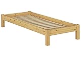 Erst-Holz® Einzelbett Futonbett 90x200 Kiefer Natur Massivholz-Jugendbett Singlebett Rollrost