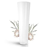 Glaskönig - Weiße Bodenvase aus Glas 70cm hoch Ø 22,5cm - die optimale Größe für jede Vasen Deko - Dekovase mit extra dicken Seitenwänden von 5mm und einem massiven Rundboden für einen festen und sicheren Stand