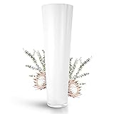 Glaskönig - Weiße Bodenvase aus Glas 70cm hoch Ø 22,5cm - optimale Größe für Jede Dekoration - Dekovase mit dicken Seitenwänden von 5mm und massiven Rundboden für einen sicheren Stand