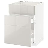 Ikea METOD/MAXIMERA Unterbauhaus F Spülbecken + 3 Fronten/2 Schubladen, 60x60 cm, Weiß/Ringhult Hellgrau
