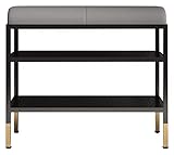MEFFEE Schuhschrank,schmiedeeiserner Rahmen,Schuhhocker,Haushalts-Schuhwechselhocker,doppellagiger Schuhschrank,Hocker mit Kissen,einfaches Schuhregal,Regal