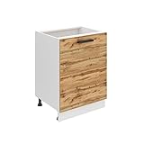 Belini Unterschrank Küche, Küchenunterschrank 60 cm Breite. SD Küchenunterschrank ohne Arbeitsplatte. Küchenschrank mit 1 Tür, Wotan-Eiche