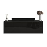 Planetmöbel TV Board 100 cm Schwarz, TV Schrank mit 1 Klappe als Stauraum, Lowboard hängend oder stehend, Sideboard Wohnzimmer