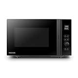 Toshiba MV-AM20T(BK) Mikrowelle/Solo-Mikrowelle/ 20 L/ 800 W/ 5 Leistungsstufen/ 12 Automatikprogramme/Emaille Innenraum/einfach zu reinigen/Auftaufunktion/Glasdrehteller (24,5 cm) /Schwarz