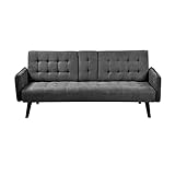 HTI-Living Sofa Elouisa Schlafsofa einklappbare Mittellehne mit Becherhalter Grau