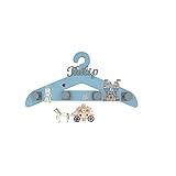 Hokulight Kindergarderobe blau aus Holz mit Wunschname Personalisierbar Prinzessin Flur Kinderzimmer Kinder Geschenk Baby Geburtstag Wandhaken Kleiderhaken Garderobe