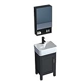 40CM Waschbecken badezimmer,badunterschrank waschbecken,freistehende Einzelbad -Waschtisch mit weichen Schlussschubladen, Waschbecken Eitelkeit für kleine Badezimmer ( Color : Nero , Size : L40x W30x