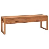 Vintage TV Lowboard TV Schrank TV Board TV-Ständer Fernsehschrank Fernsehtisch Medienkonsole mit 2 Schubladen für Wohnzimmer & Schlafzimmer, 120x40x45 cm Massivholz Teak