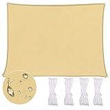 BNGXR Sonnensegel Rechteck, Wasserdicht 2m x 3m Rechteckig Sonnensegel inkl Befestigungsseile, UV-Schutz Sonnenschirme Markisen für Garten, Camping,Terrasse, Beige