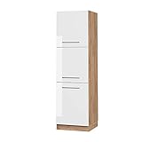 Vicco Küchenschrank Küchenmöbel Fame-Line modern Küche Einbauküche Küchenzeile Blende Unterschrank Hochschrank Hängeschrank (Eiche-Weiß Hochglanz, Herdumbauschrank hoch 60 cm)