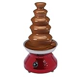 5 Etagen Schokobrunnen Schokoladenbrunnen Set 3000ML Schokoladen Brunnen Schokoladenfontäne Edelstahl Temperatur Einstellbar 30-110 °C Schokofondue (Rot)