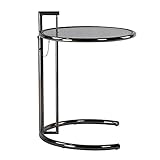 XOUVY C-förmiger Glas-Couchtisch Haushalt Beistelltisch Wind Homestay (Farbe: Silber) (Schwarz)