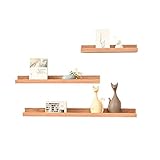 Wandregal, schwebendes Regal, Set mit 3 schwebenden Regalen, dekoratives Wandregal, Retro-Stil, Holzaufbewahrung, Ausstellungsregal für Wohnzimmer (Farbe: Weiß)