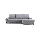 mb-moebel Ecksofa mit Schlaffunktion Eckcouch mit Bettkasten Sofa Couch L-Form Polsterecke Delice (Hellgrau, Ecksofa Rechts)