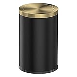 LEASYLIFE Edelstahl Mülleimer, Bad Mülleimer mit Deckel ，Mülleimer mit Klappdeckel, 9 l, Mülleimer für die Küche ，Wohnzimmer. Metallisches Gold (black)