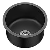 Küchen Rundes Barwaschbecken Mit Abfluss Kleines Gemüsebecken Aus Edelstahl Speisekammerspüle In Der Restaurantküche Aufsatzbecken Küchenspülen (Color : Schwarz, S : 40 * 40 * 22cm)