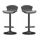 Frühstücks Barhocker Im 2er-Set, Drehbare Barhocker Aus Samt mit Rückenlehne und Fußstütze, Höhenverstellbare Barhocker für Den Innen- und Außenbereich