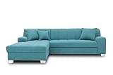 DOMO Collection Capri Ecksofa | Eckcouch in L-Form mit Schlaffunktion, Polsterecke Schlafsofa, türkis, 239x152x75 cm