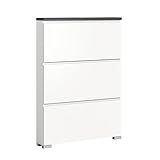 xonox.home Schuhsystem Shoelove X2GG4904 Schuhschrank Schuhkipper 3 Fächer in Korpus und Front weiß Nb., Oberboden in Industrial Grau Nb. ca. 95x133x18 cm