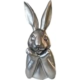 presentis Osterhase Deko Ben 35 cm Silber Altsilber Shabby Look Hasenbüste Osterdeko