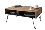 Couchtisch Industrial Style - Wohnzimmertisch Modern 90x60x40 cm - Tisch Wohnzimmer für Ihr Büro/Zuhause - Mitteltisch mit stilvollen Metallbeinen - Massiv Kaffeetisch (Astige Eiche - Schwarz)
