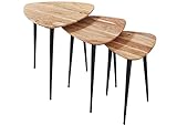 SAM 3er Set Beistelltisch ELSA, Akazienholz massiv & naturfarben, Couchtische mit schwarzem Metallgestell, Dreisatztische 40x40 cm, 50x50 cm & 60x60 cm, Unikate, FSC® 100% Zertifiziert