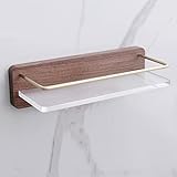 GATR Wandmontiertes Regal, Hölzerner Multifunktions-großraum-speicherregal, Metall-Single-bar-handtuchhalter Ohne Perforation(Size:40cm,Color:A)