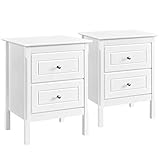 Yaheetech 2 Stück Beistelltische Nachttisch mit 2 Schubladen Beistelltisch-Set fürs Schlafzimmer/Wohnzimmer Nachtschrank 48x40x61cm