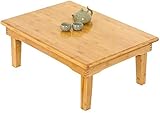 XIBANY Teetisch, Beistelltisch, Couchtisch, faltbar, rechteckig, Kleiner Couchtisch, Holztisch, einfacher niedriger Tisch am Bett, Beistelltisch, Heimdekoration/Braun/80 x 60 x 47 cm Feito NA China