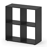 Vicco Bücherregal Tetra 4 Fächer Raumteiler Standregal Aktenregal Aufbewahrung (Schwarz)