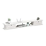 Uvency Schwebender Tv-Schrank, Doppelschubladen Mit Unterer Klappe, Holz-Hänge-Tv-Schrank Mit Drahtloch, Geeignet Zum Aufstellen Von Routern/Rot / 120 cm/White/120Cm