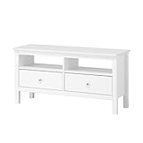 hagge home Skandinavisch Holz TV-Schrank, Fernsehtisch, TV Board, Lowboard 110x37 H45 cm Weiss (Weiss)