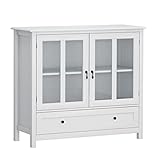 MACIUM Regale Konsolentisch Home Restaurant Bodenständer Sideboard Buffetschrank mit 2 transparenten Türen und Schublade Sideboard weiß für Esszimmer Wohnzimmerschrank (Color : B)