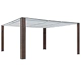 WOODEY Home & Garden Pavillon mit Dach, Polyrattan, 400 x 400 x 200 cm, Braun und Creme