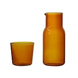 OUSIKA Wasserkrug Wasserkrug Transparentes Teetassen-Set aus bonbonfarbenem Glas Einfache hitzebeständige Trinksafttasse mit Teekrug Wasserflasche Wasserkaraffe Teekanne (Color : Amber)