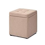 OKEZZI Fußhocker, Sofa, Hocker, Holzbank, Ottomane, Sitz – Aufbewahrungsbox mit Deckel, Wechselschuhbank, Flachs, Wohnzimmer, Schlafzimmer, Flur (Farbe: Blau) (Beige B)