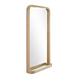 PHOTOLINI Spiegel Holzrahmen Rechteckig mit Ablage 40x80 cm Natur | Deko-Wandspiegel | Holzspiegel mit Ablage | Holzrand Spiegel