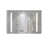 Schrank mit Spiegel, Wandschrank, beschlagfrei, Spiegel mit Licht, Smart-Touch-Spiegelschrank mit Regal, Aufbewahrungsschrank, geeignet für Ruhezimmer, Badezimmer (Größe: 60 cm)