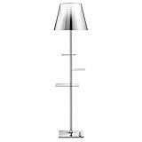 Flos Bibliotheque Nationale Stehlampe Methacrylat Polycarbonat Edelstahl Silber Max 150W, Maße: 40cm x 150cm, F1011004, 150 cm