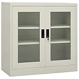 JUNZAI Büroschrank, Aktenschrank, Werkzeugschrank, Metallschrank, Stahlschrank, Kellerschrank, Universalschrank, Lagerschrank, Hellgrau 90x40x90 cm Stahl