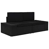 Festnight Modulares 2-Sitzer-Sofa,Gartenlounge Rattan,Lounge Gartenmöbel Set Rattan Schwarz,Lounge Set Outdoor,Gartenmöbel Ecklounge,Ecksofa Gartengarnitur