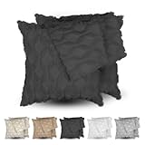 Cradonn Boho Kissenbezug 50x50cm Schwarz - 2er Set - Kuschelige Kissenbezüge in verschiedenen Größen & Farben - Hochwertige Sofa Kissenhüllen