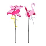 Healvian Flamingo Windmühle Rasen Dekorationen Outdoor Rasen Dekor Ornamente für Kinder Tier Wind Spinners Vogel Blinder Windräder Garten Blume Pfahl Outdoor Windrad Dekor Tuch, PVC Biene 2 Stück