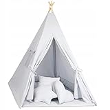 Tipi Zelt für Kinder Spielzelt Tippi Kinderzelt Kinderzimmer Teepee Indianerzelt Outdoor Indoor Modell 6 mit Spielmatte und 3 Kissen