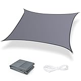 Moboo Sonnensegel Sonnenschutz Sonnendach Balkon Wetterschutz wasserabweisend Winddicht PES 420D 96% UV-Schutz für Garten Outdoor Viereck Rechteck Quadrat (1.5x2, Grau)